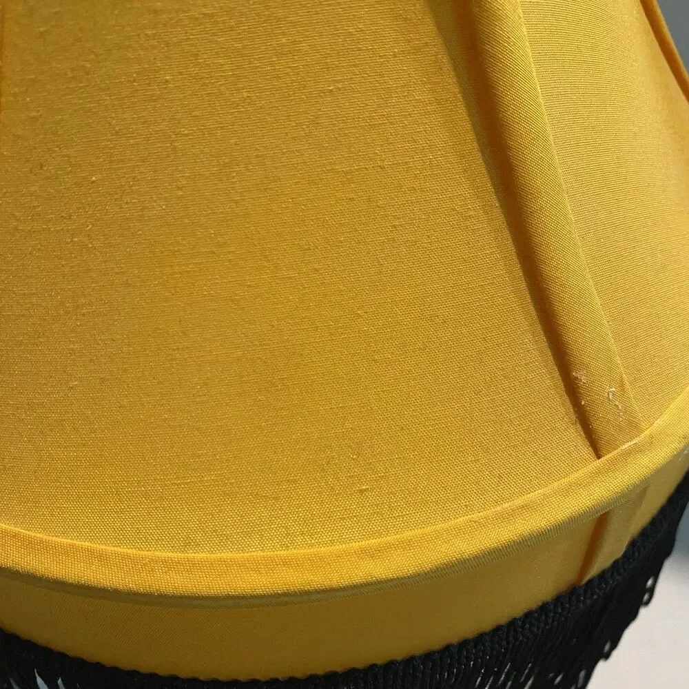 ICONIC YELLOW/BLACK FRINGE FISHNET LEG TABLE LAMP INSPIRED BY A CHRISTMAS STORY